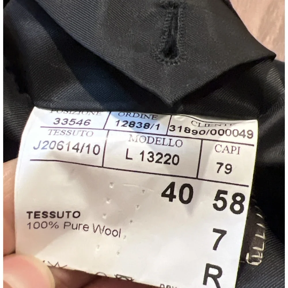 Canali Blazer Men Hopsack Wool Water Resistant Brown Label Color Black 48R